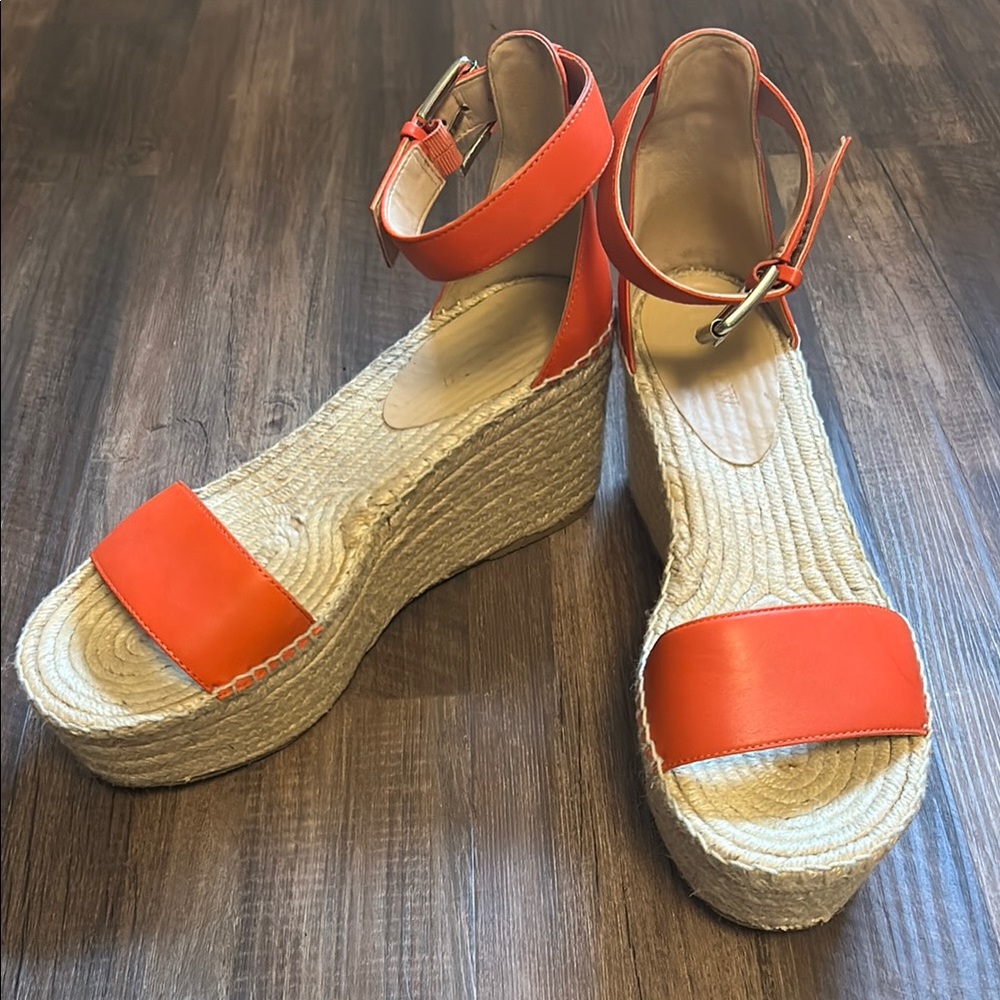 JCrew Vibrant Orange Wedge Sandals espadrille